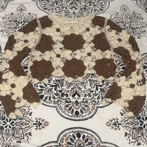 Luxe Cream and Brown Crochet Top